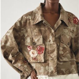 Anthropologie embroidered camo jacket